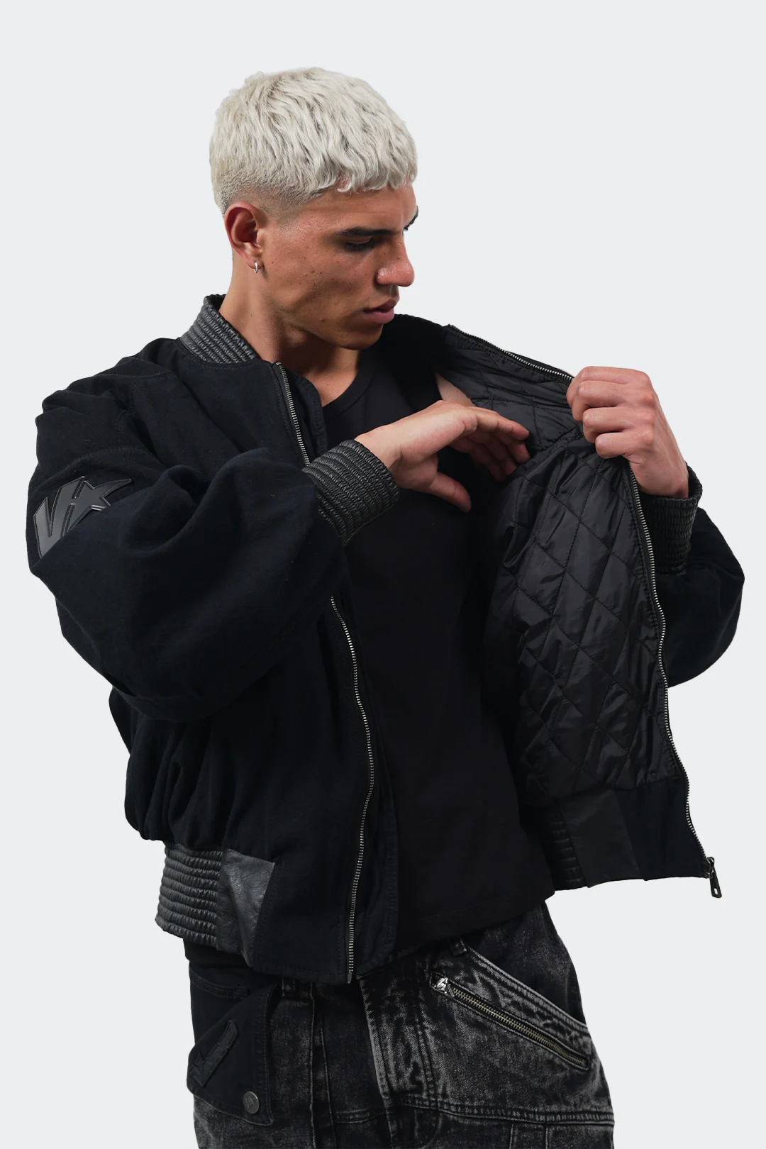 VENENO CHAQUETA DENIM CUERO BOMBER